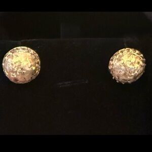 Vintage 14K Solid Yellow Gold Florentine Dome Earrings Posts